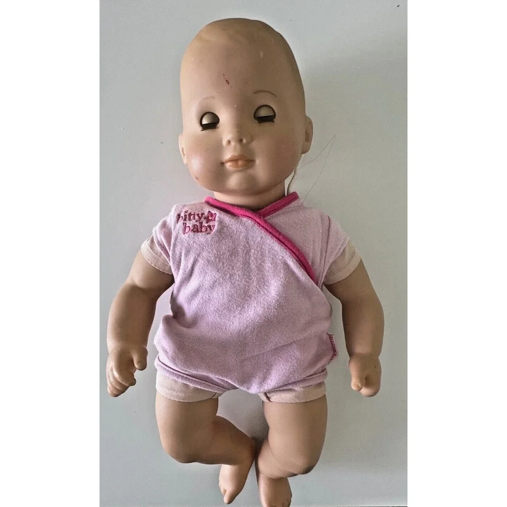 American Girl Bitty baby Blonde Blue Eyes Doll Pink Outfit Diaper Used